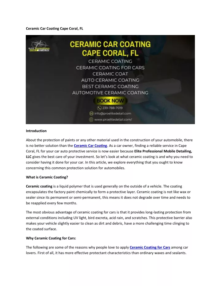 ceramic car coating cape coral fl