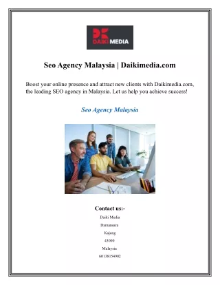 Seo Agency Malaysia  Daikimedia.com