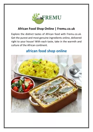 African Food Shop Online  Fremu.co.uk