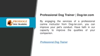 Professional Dog Trainer Dog-ter.com