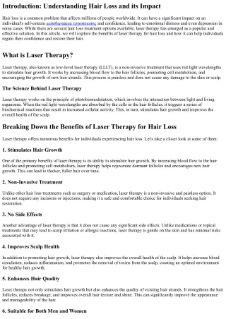 Breaking Down the Benefits of Laser Therapy for Hair Loss