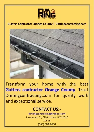 Gutters Contractor Orange County  Dmringcontracting.com