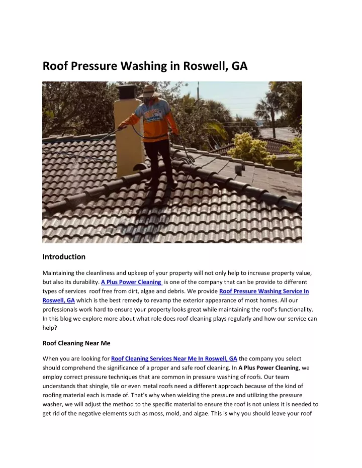 roof pressure washing in roswell ga