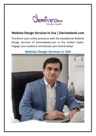 Website Design Services In Usa  Derivedweb.com