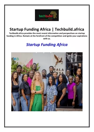 Startup Funding Africa | Techbuild.africa