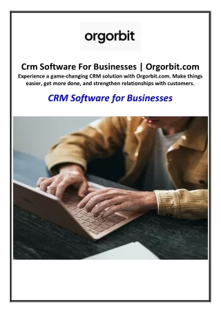 Crm Software For Businesses | Orgorbit.com