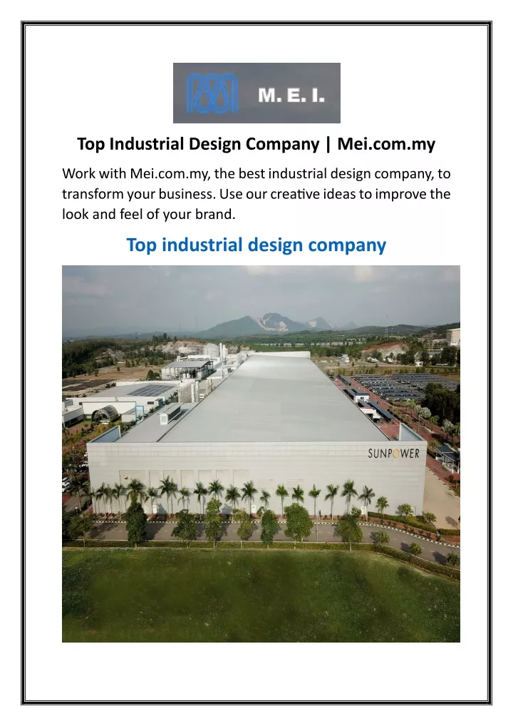 top industrial design company mei com my