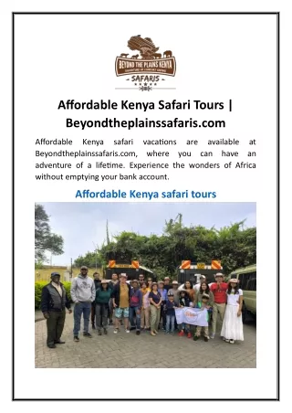 Affordable Kenya Safari Tours  Beyondtheplainssafaris.com