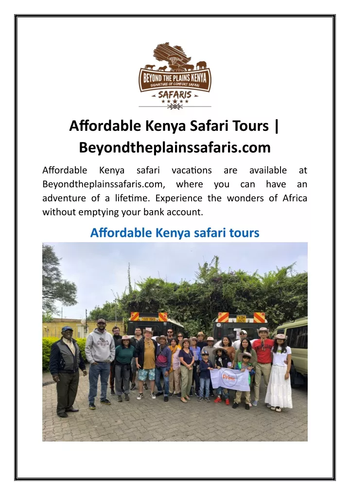 affordable kenya safari tours