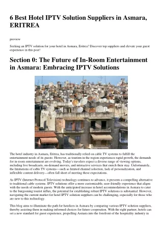 6 best hotel iptv solution suppliers in asmara
