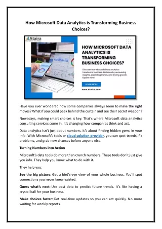 How Microsoft Data Analytics is Transforming Business Choices