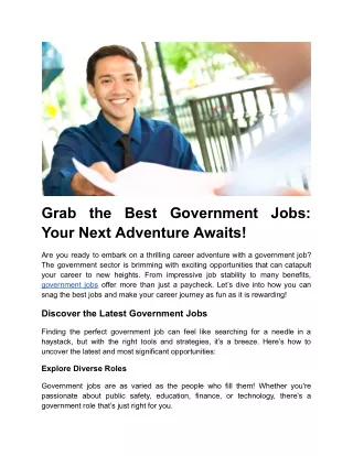 Grab the Best Government Jobs: Your Next Adventure Awaits!