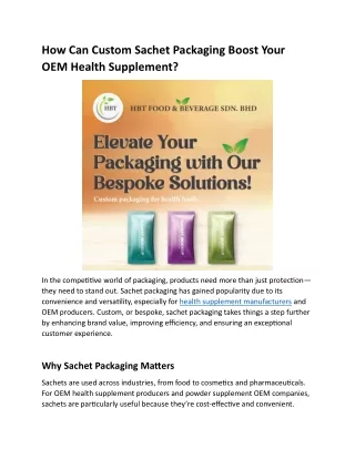 How Can Custom Sachet Packaging Boost Your OEM Health Supplement