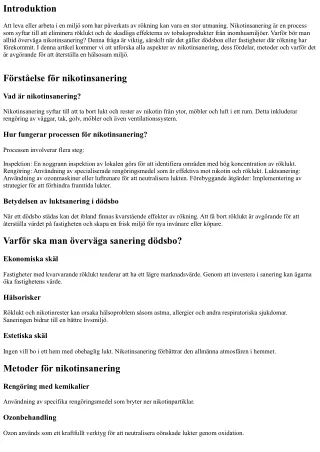 Varför bör man alltid överväga nikotinsanering?