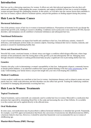 Hair Loss in Women: Causes, Treatments, and Support