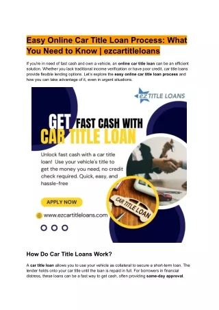 Easy Online Car Title Loan Process_ What You Need to Know _ ezcartitleloans