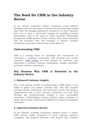 Customer Relationship Management (CRM)