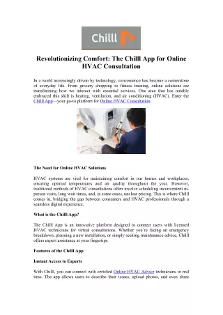 Expert Online HVAC Consultation – Chilll.com