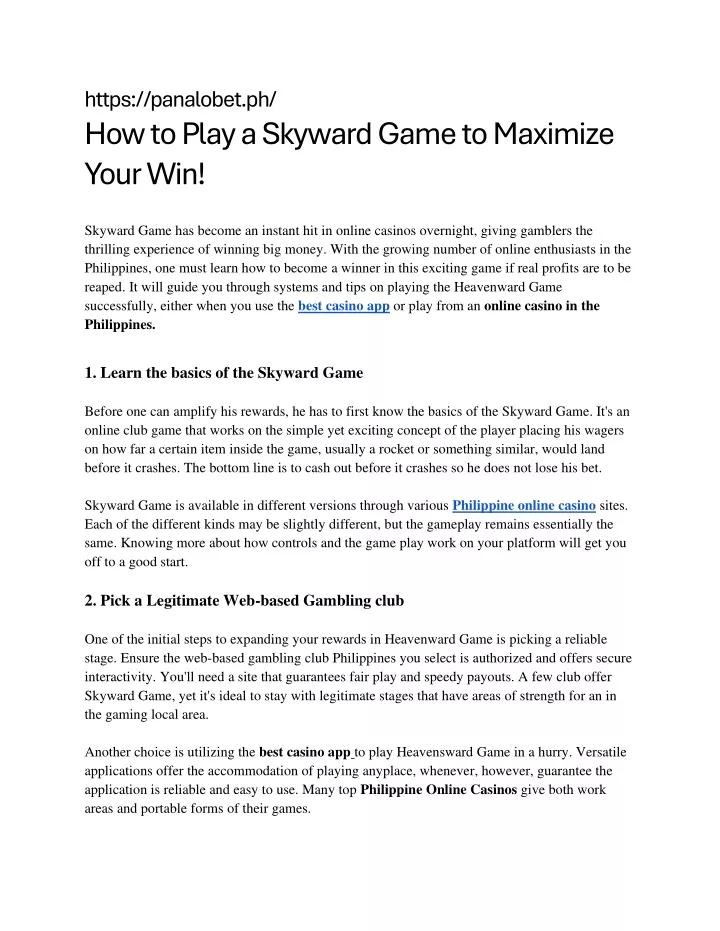 https panalobet ph how to play a skyward game