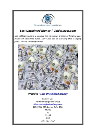 Lost Unclaimed Money  Valdesinvgr.com