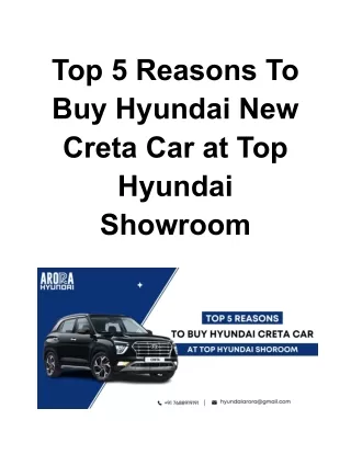 Top 5 Reasons To Buy Hyundai New Creta Car at Top Hyundai Showroom