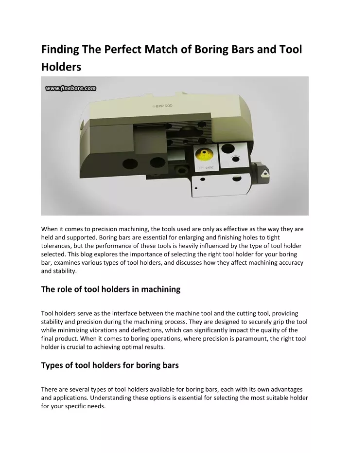 finding the perfect match of boring bars and tool