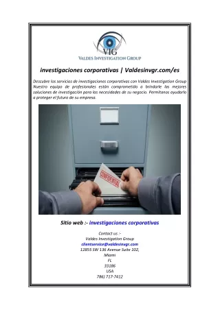 investigaciones corporativas  Valdesinvgr.com es