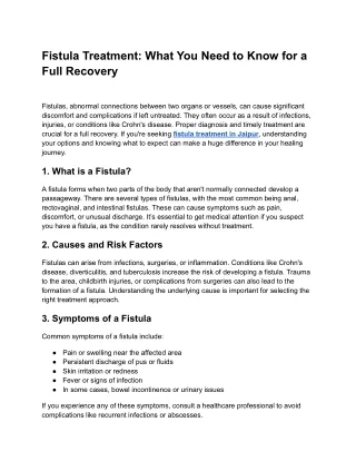 Fistula Treatment_ What You Need to Know for a Full Recovery