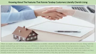 Knowing About The Features That Ronnie Tarabay Customers Literally Cherish Using