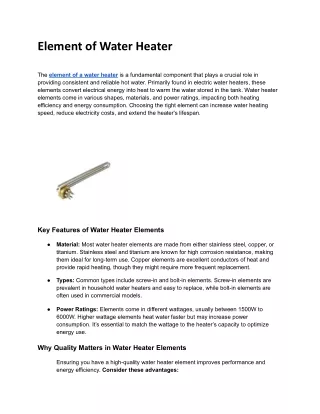 Element of Water Heater