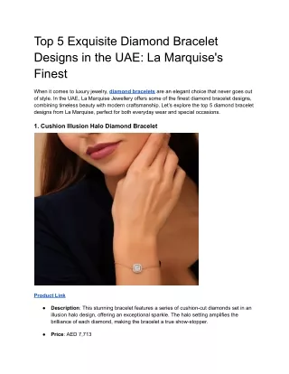 Top 5 Exquisite Diamond Bracelet Designs in the UAE La Marquise's Finest