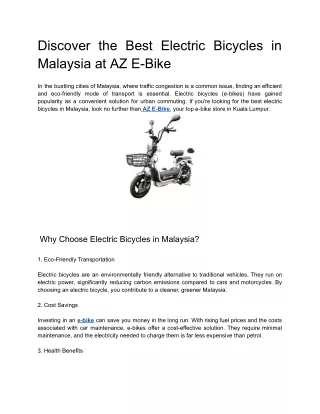 e bike malaysia