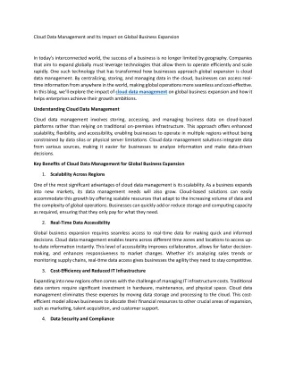 Cloud Data Management and Its Impact on Global Business Expansion