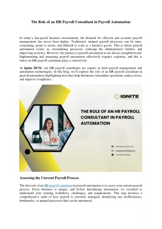 The Role of an HR Payroll Consultant in Payroll Automation