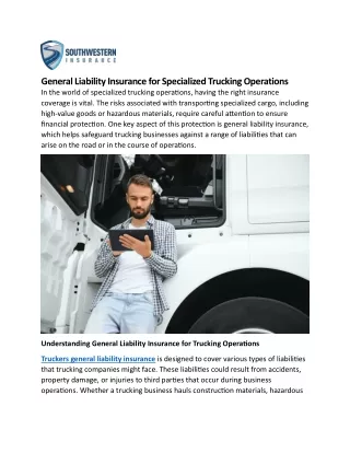 General Liability Insurance for Specialized Trucking Operations