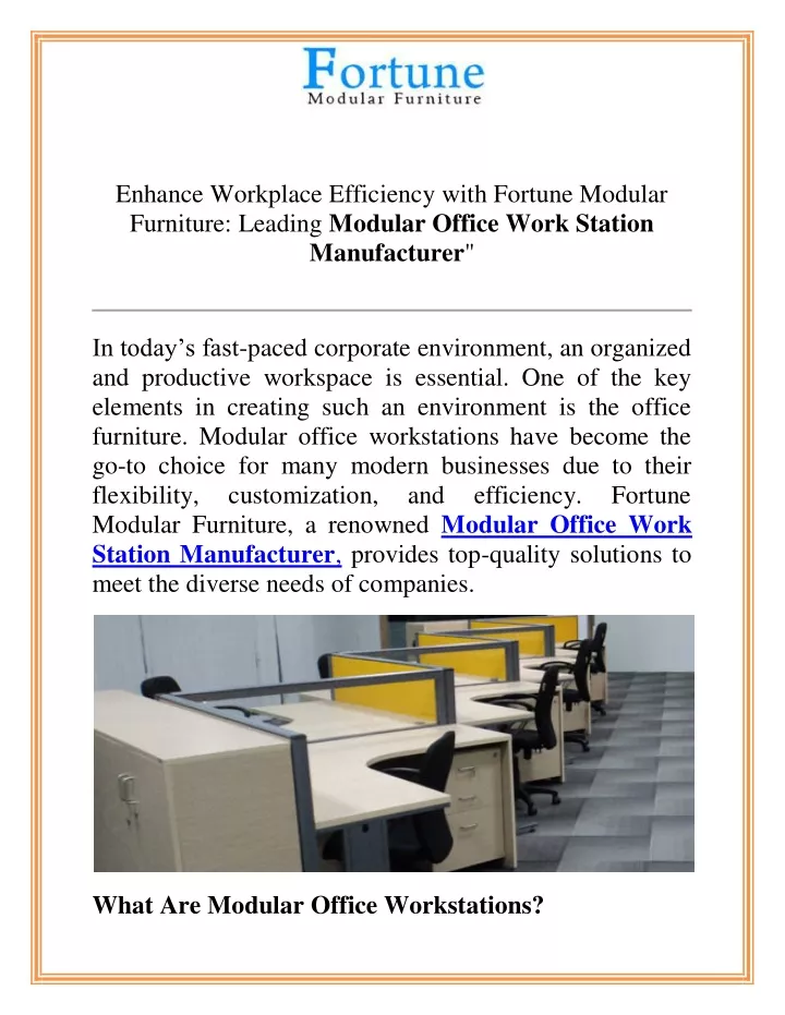 enhance workplace efficiency with fortune modular