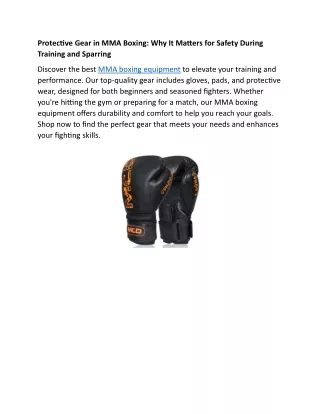 Protective Gear in MMA Boxing