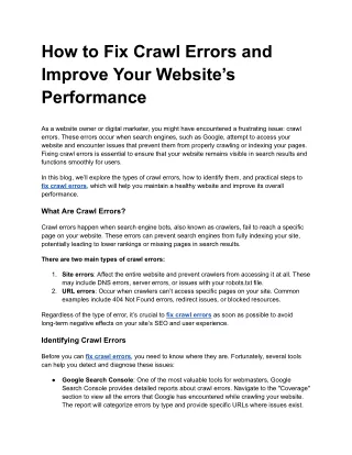 how to fix crawl errors and improve your website