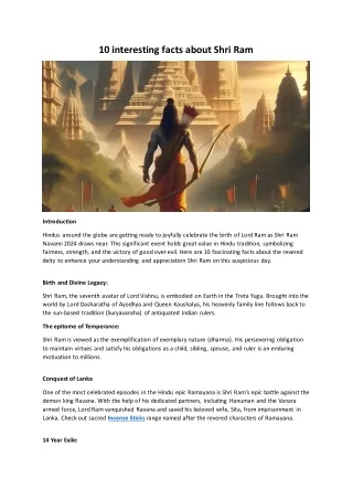 10 interesting facts about shri ram