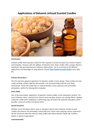 applications of balsamic infused scented candles