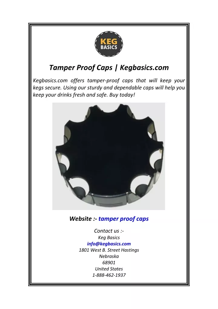 tamper proof caps kegbasics com