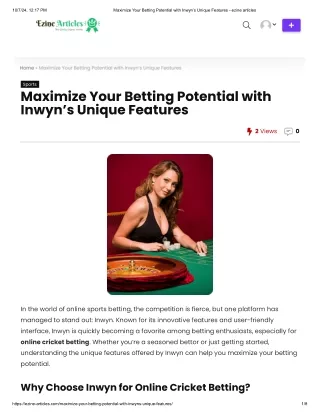 Maximize Your Betting Potential with Inwyn’s Unique Features - ezine articles
