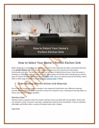 The Perfect Kitchen Sink for Your Home - Kohler Nepal