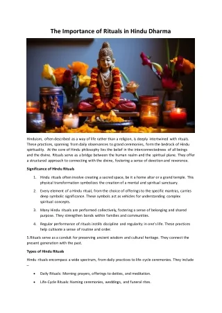 the importance of rituals in hindu dharma