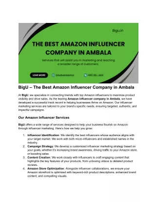 Top Amazon Influencer Company in Ambala - Maximize Your Reach