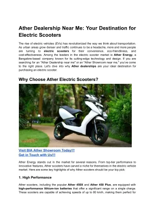 Ather Dealership Near Me_ Your Destination for Electric Scooters