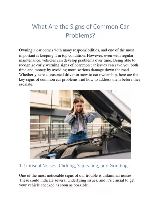 what are the signs of common car problems