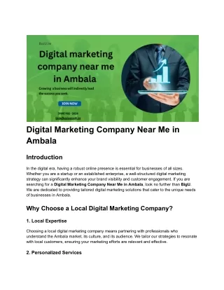 Best Digital Marketing Company Near You in Ambala"