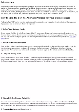 How to Find the Best VoIP Service Provider for your Business Needs