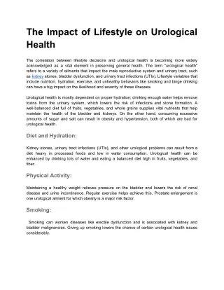 the impact of lifestyle on urological health